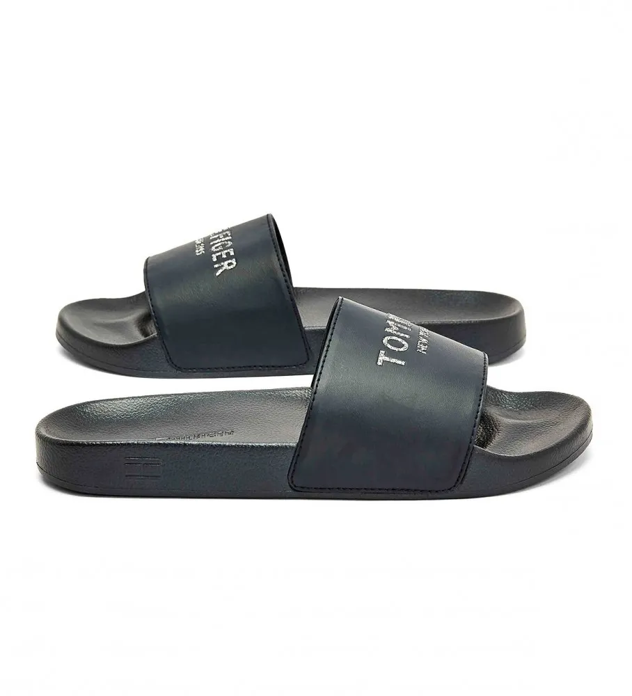 Chanclas de piscina con logos de purpurina marino