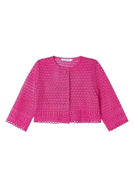 Chaqueta Mayoral Guipur Fucsia Para Niña