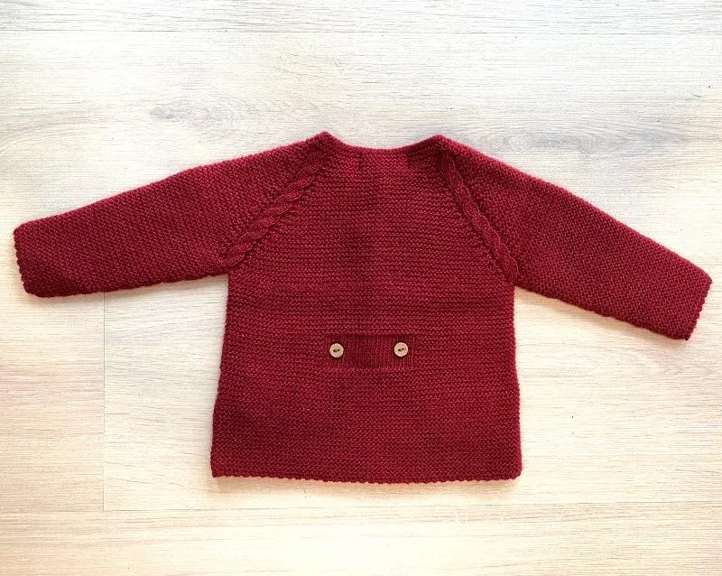 CHAQUETA UNISEX PUNTO LANA BOLSILLOS  GRANATE