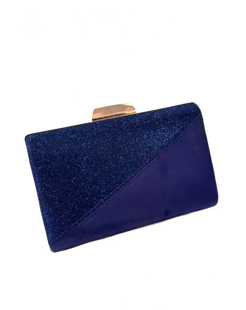 CLUTCH AZULON, TEXTIL ANTELINA Y BRILLO