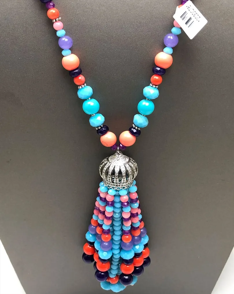 COLLARES LARGOS MUJER PIEDRAS Y CRISTAL PRECIOSO COLORIDO