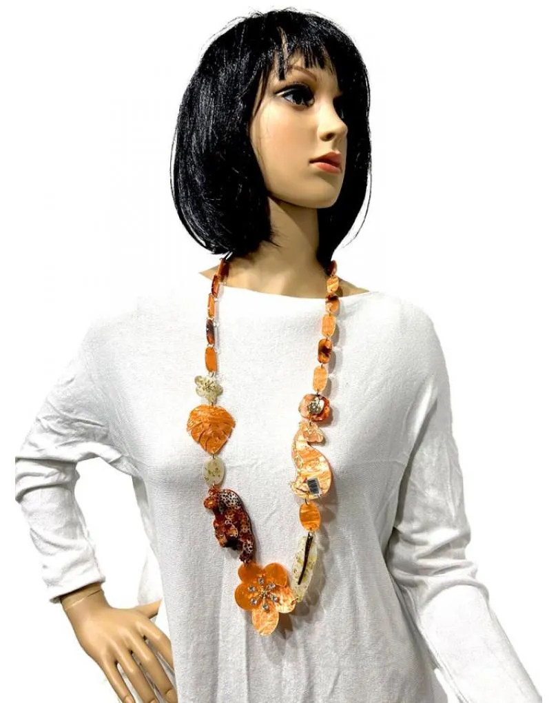COLLARES NARANJAS VISTOSO COLORIDO PARA ANIMAR SU LOOK