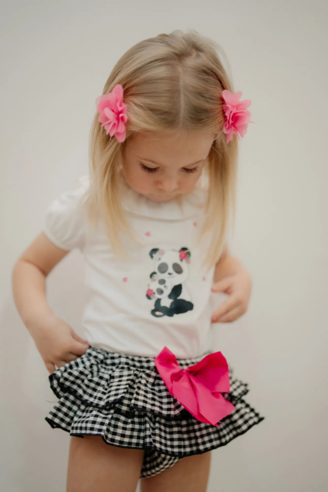 Conjunto camiseta y braguita para niña Colección panda de Pio pio
