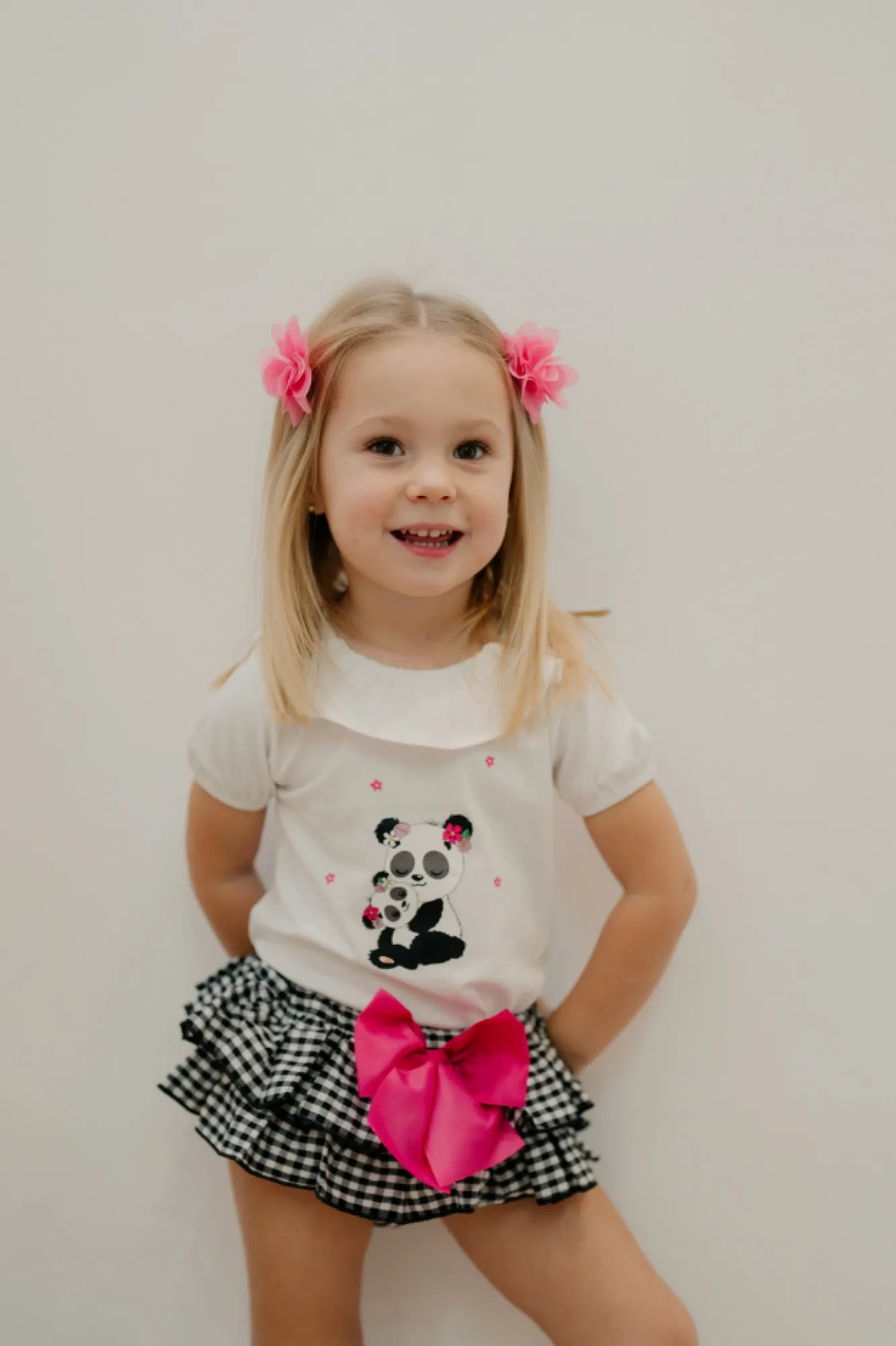Conjunto camiseta y braguita para niña Colección panda de Pio pio