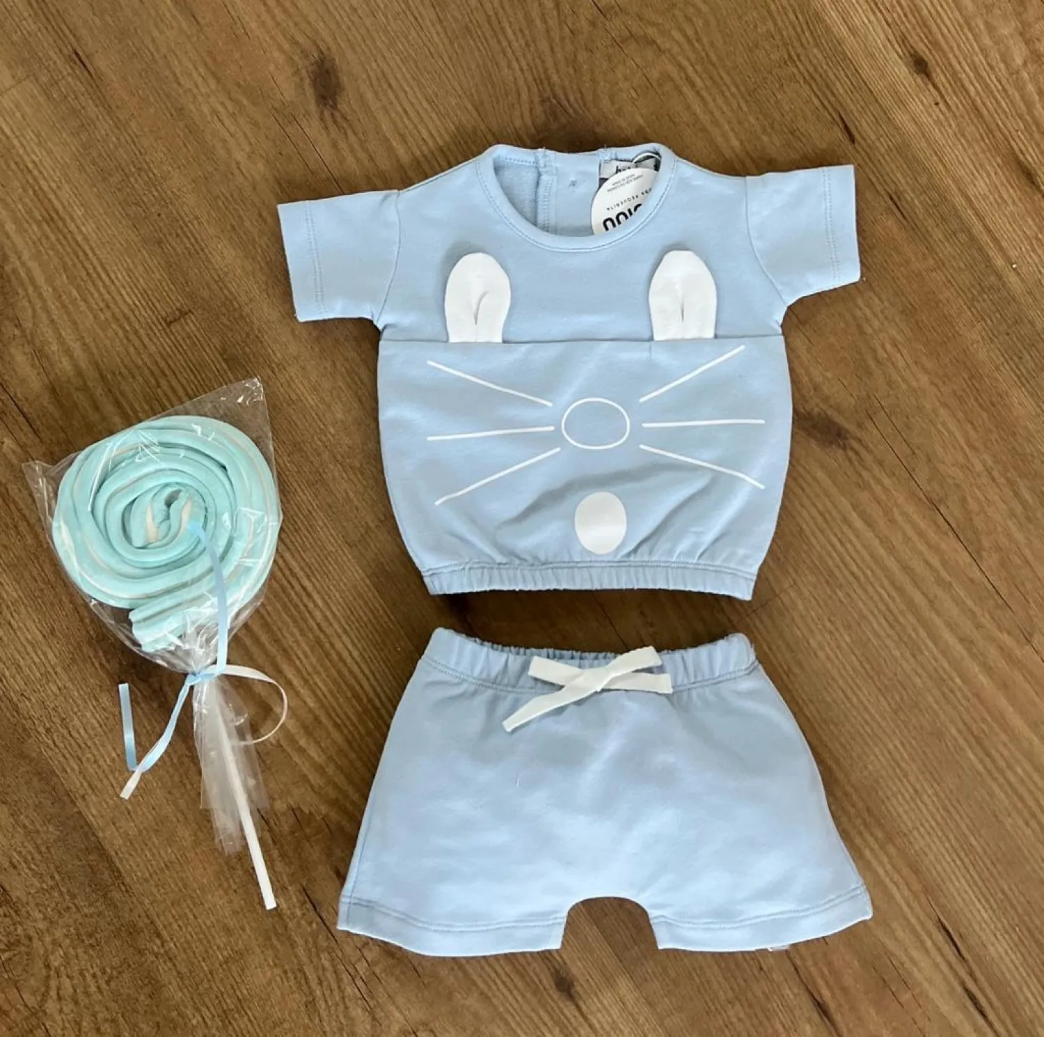 Conjunto para niño azul y blanco de Algodón