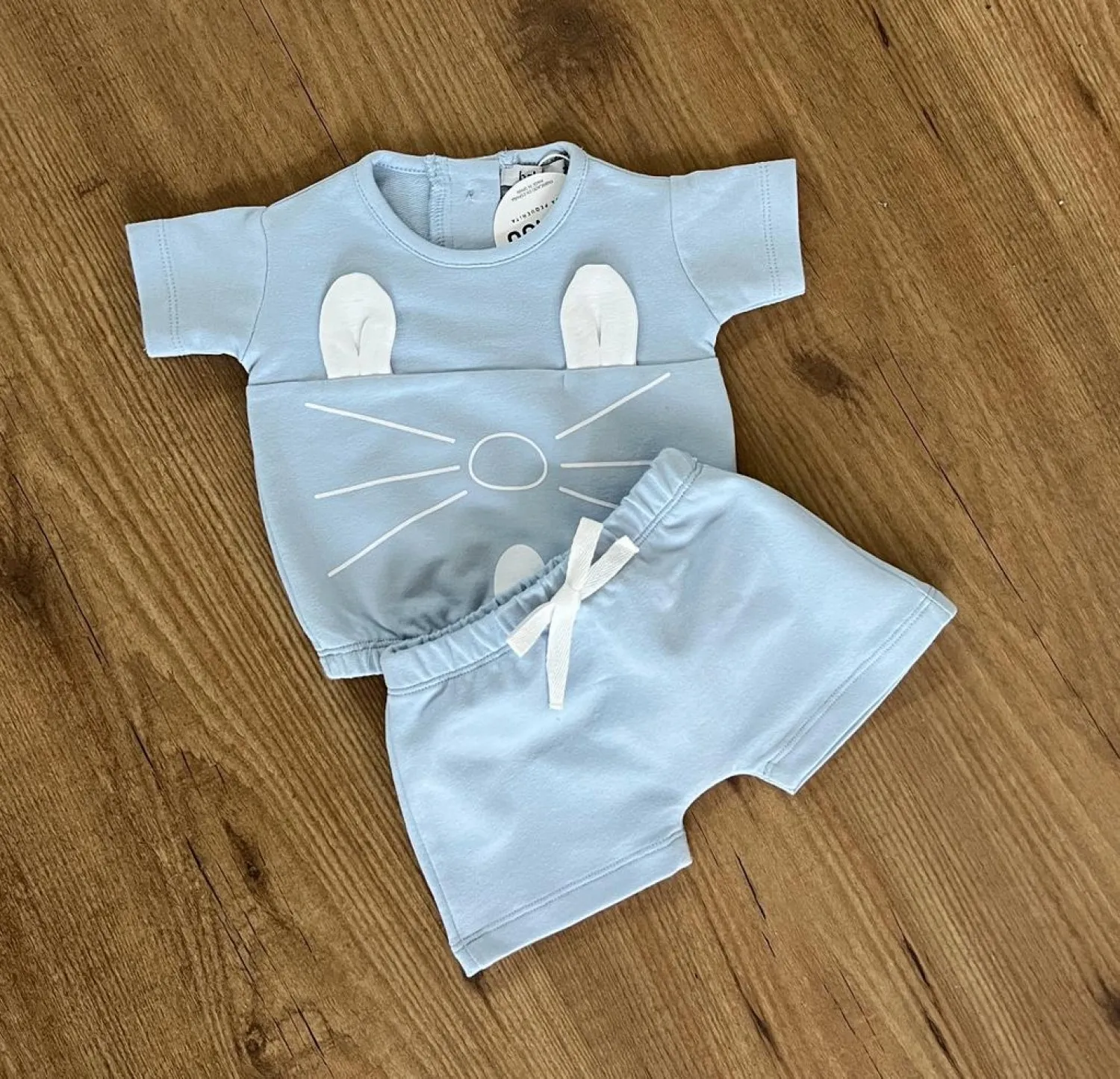 Conjunto para niño azul y blanco de Algodón