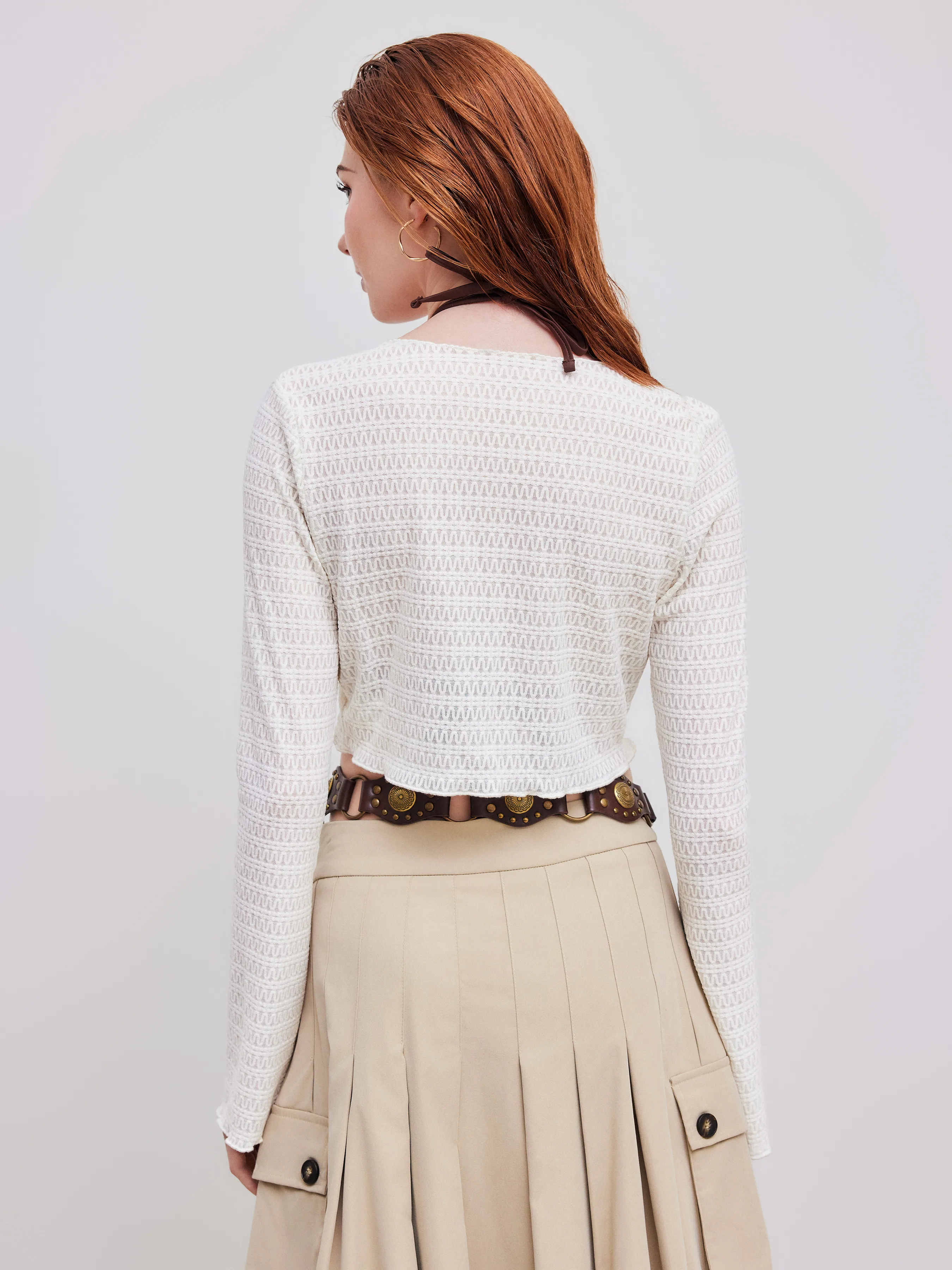 Cárdigan Corto de Textura Uniforme