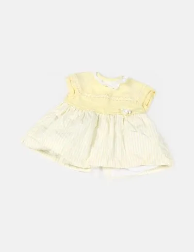 DULCES Vestido amarillo textura combinada