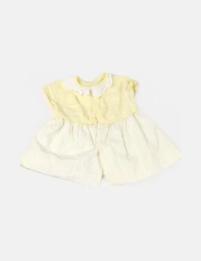 DULCES Vestido amarillo textura combinada