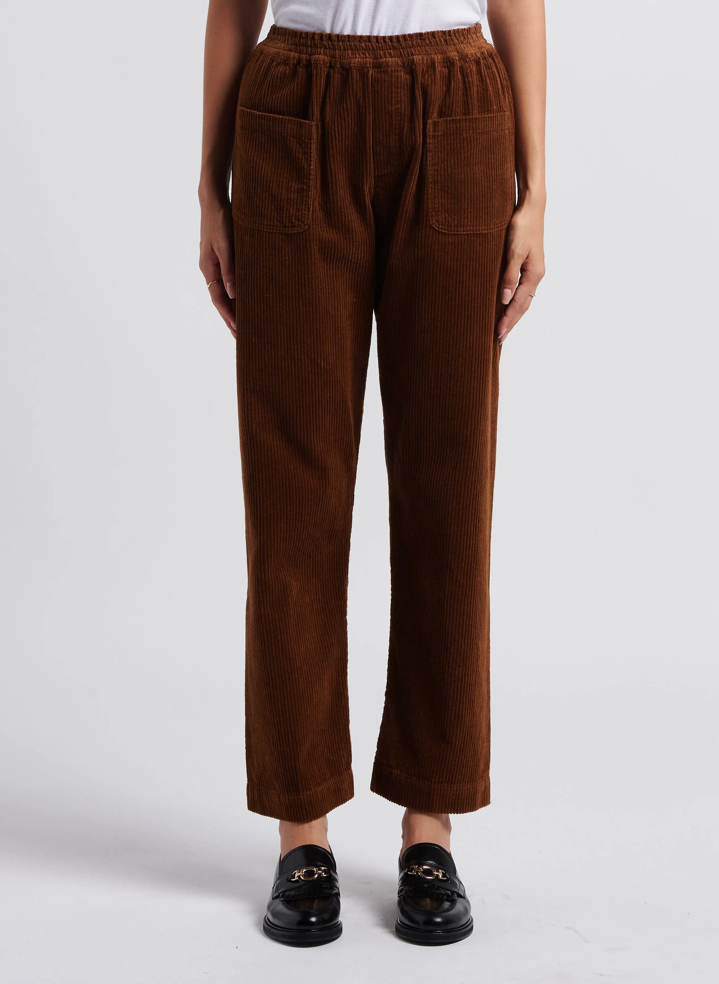 ELUGO  PANTALóN RECTO DE TERCIOPELO DE ALGODóN EN MARRON