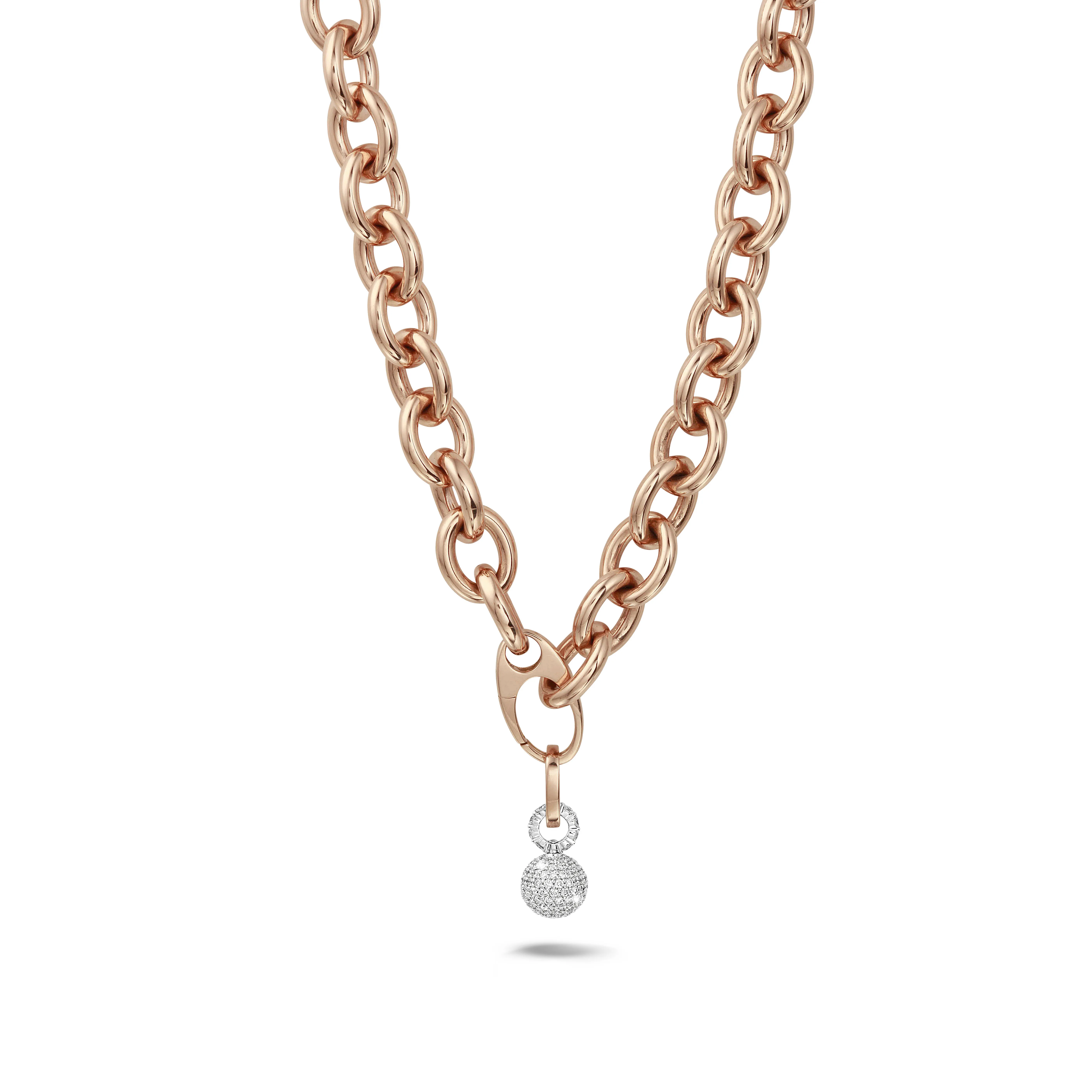 Gargantilla de cadena audaz en oro rojo con colgante de diamantes de 1.44 quilates 