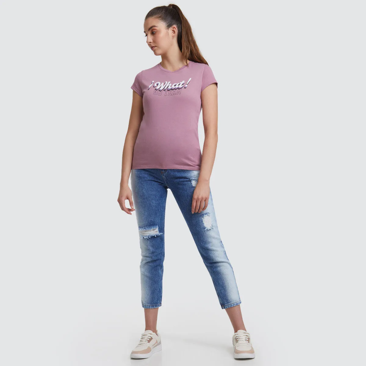 Jean Mom Con Desgaste Lateral