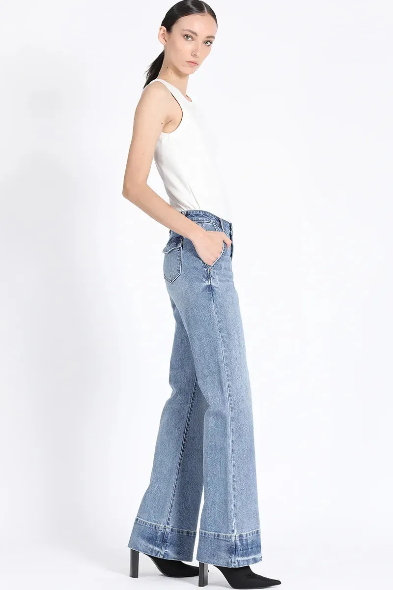 JEANS FLARE, TIRO MEDIO, AZUL