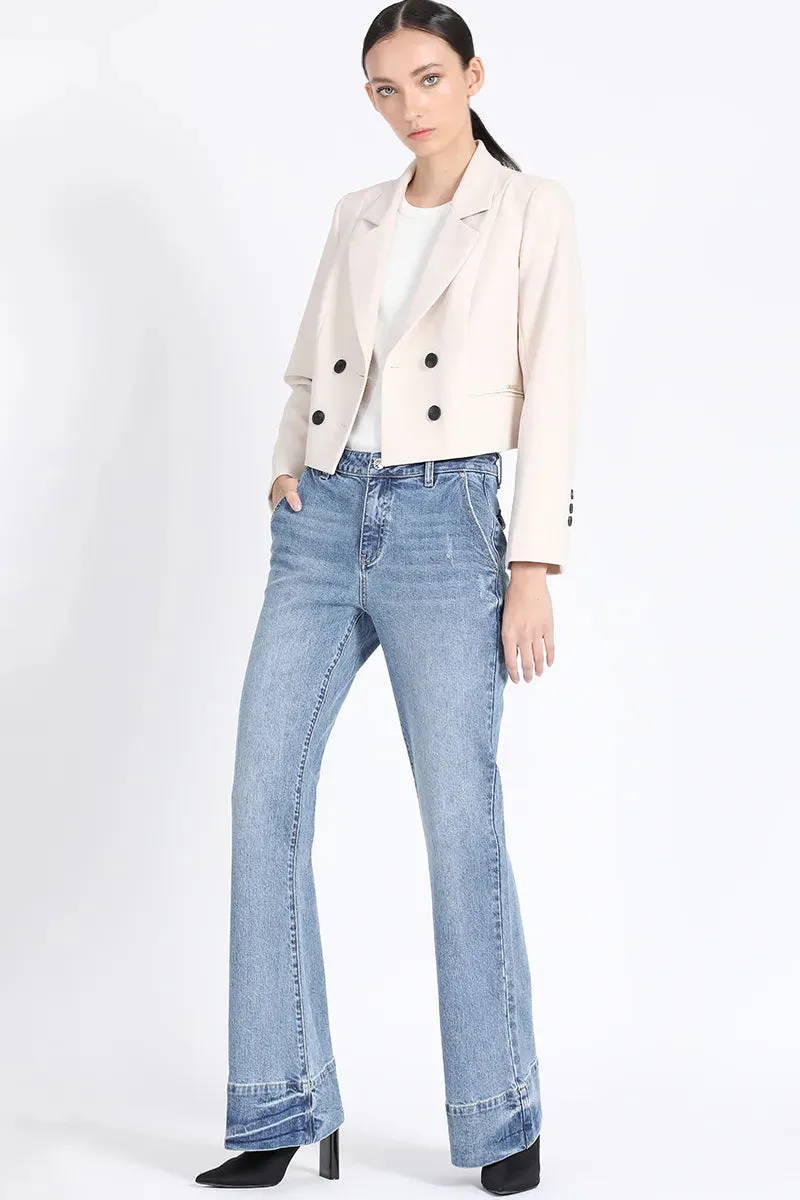 JEANS FLARE, TIRO MEDIO, AZUL