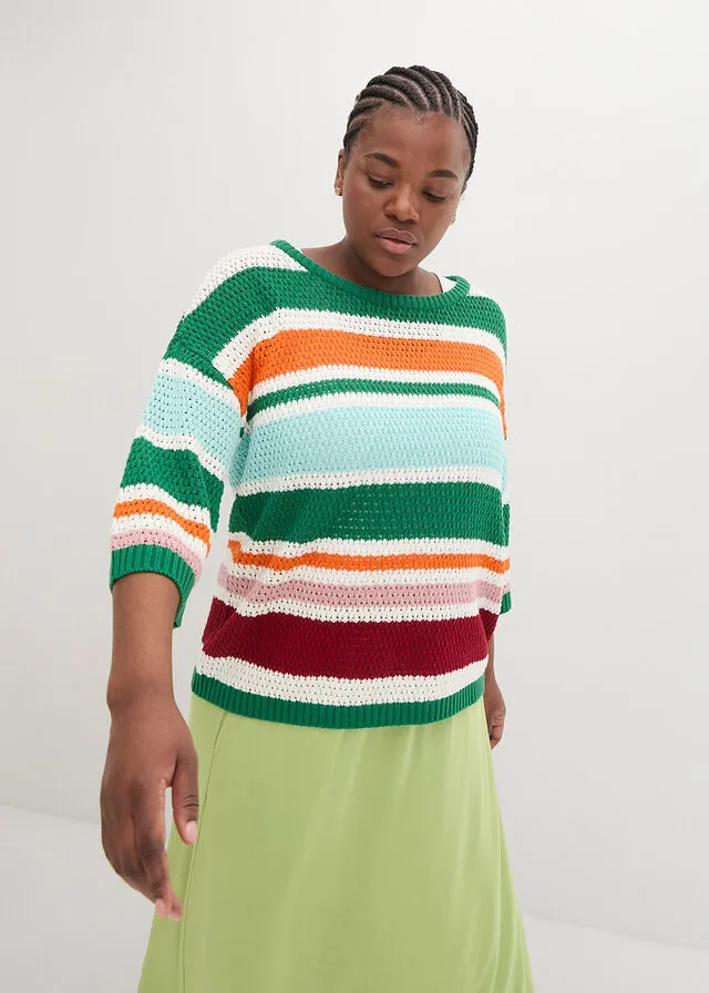 JERSEY BOXY VERDEBLANCO LANAROSA CENIZA CON RAYAS