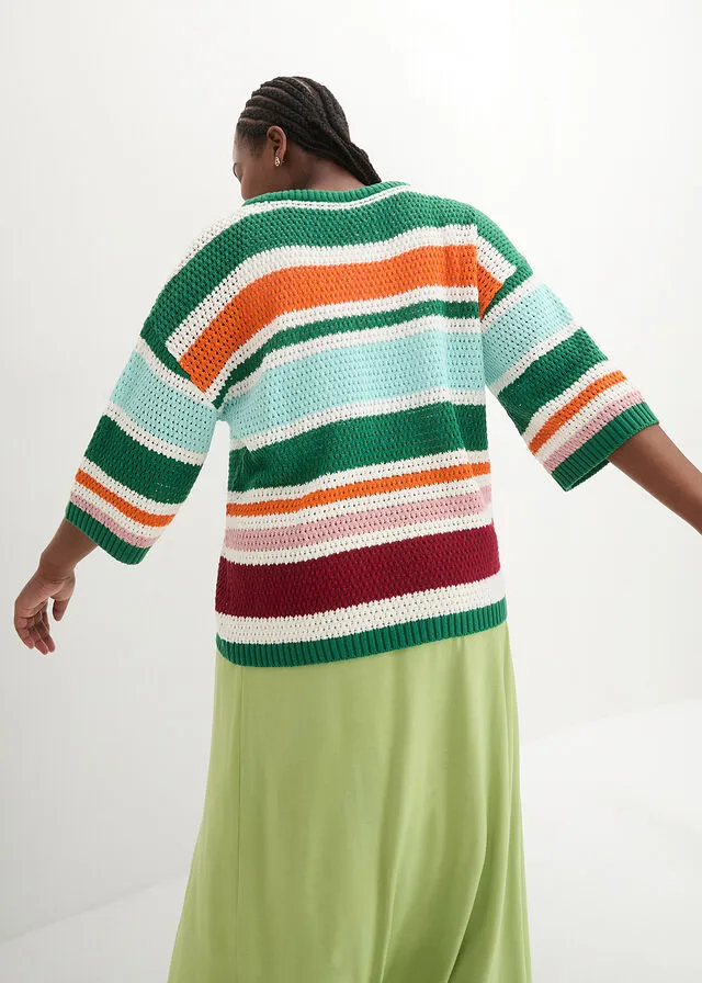 JERSEY BOXY VERDEBLANCO LANAROSA CENIZA CON RAYAS