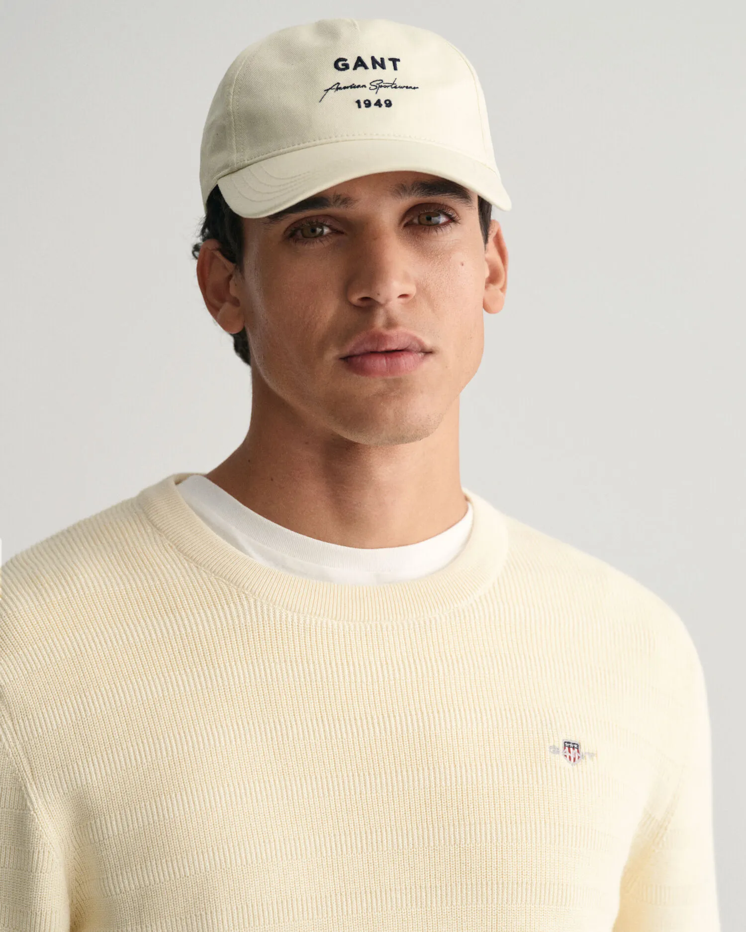 Jersey de algodón a rayas con cuello redondo y textura