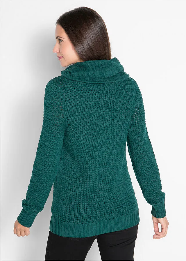 Jersey de cuello tipo chal Verde intenso