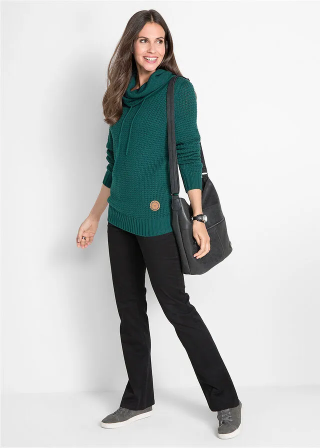 Jersey de cuello tipo chal Verde intenso