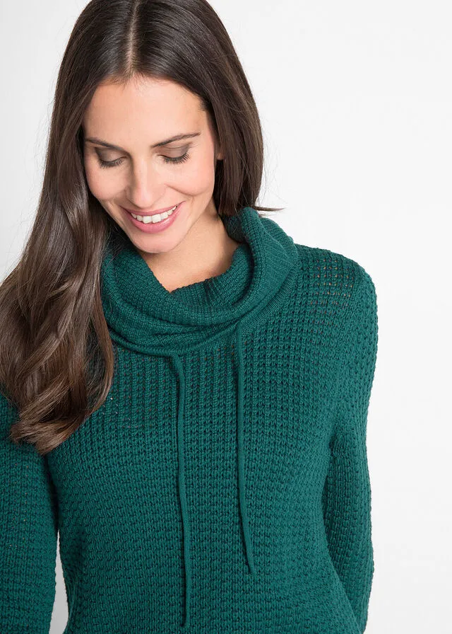 Jersey de cuello tipo chal Verde intenso