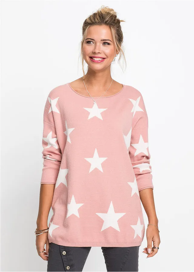 JERSEY DE PUNTO CON ESTAMPADO DE ESTRELLAS ROSA VINTAGEBLANCO