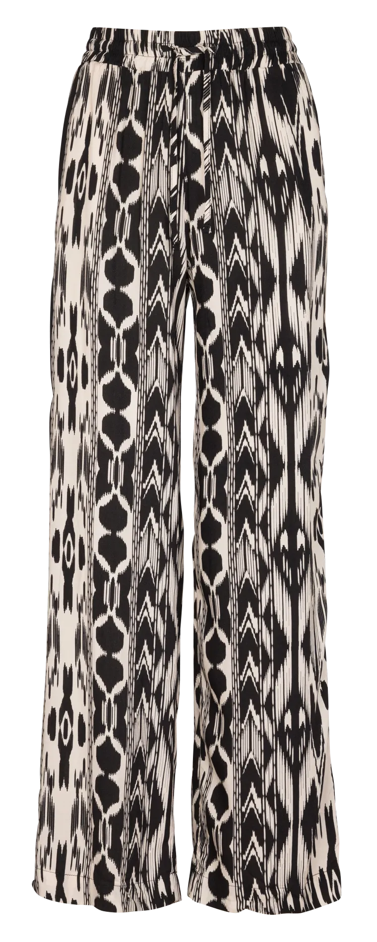 LA FEE MARABOUTEE Pantalón recto estampado de talle alto en negro