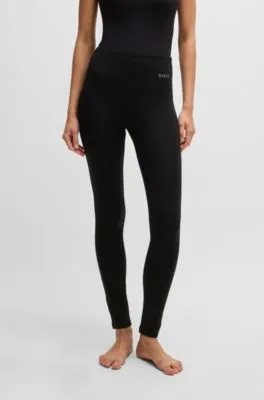 Leggings de pijama de punto elástico con logo estampado