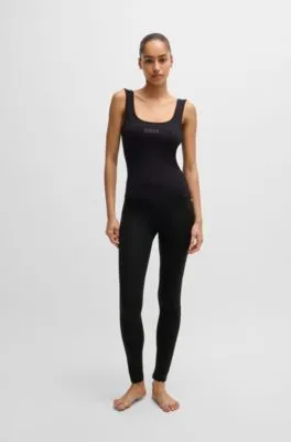 Leggings de pijama de punto elástico con logo estampado