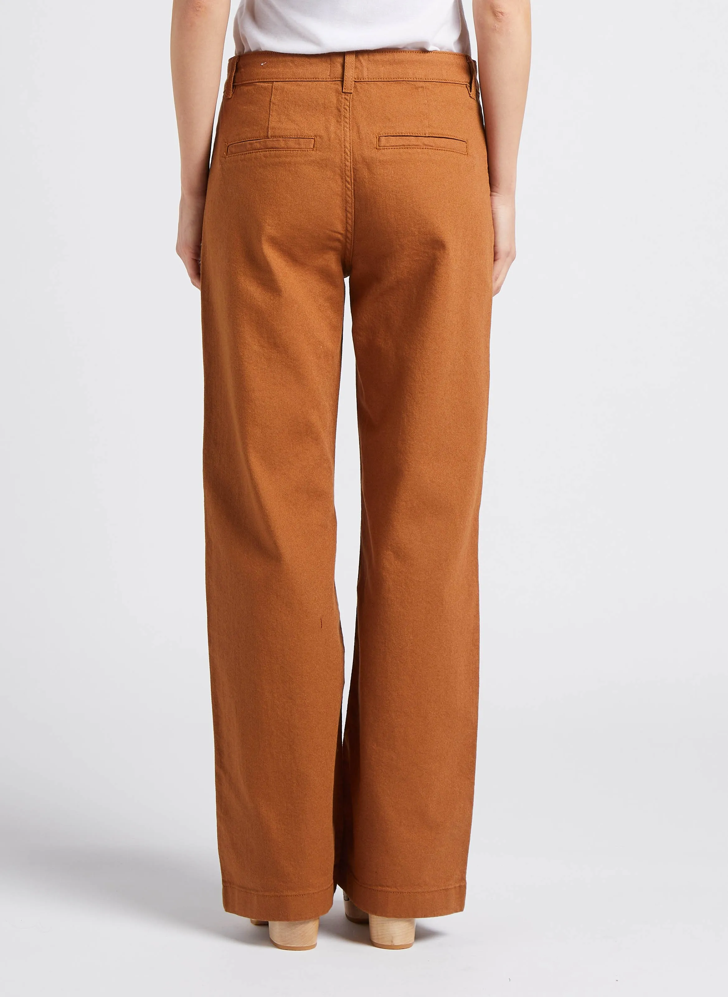 MAISON 123 MARLO  VAQUERO ANCHO DE ALGODóN DE TALLE ALTO EN BEIGE