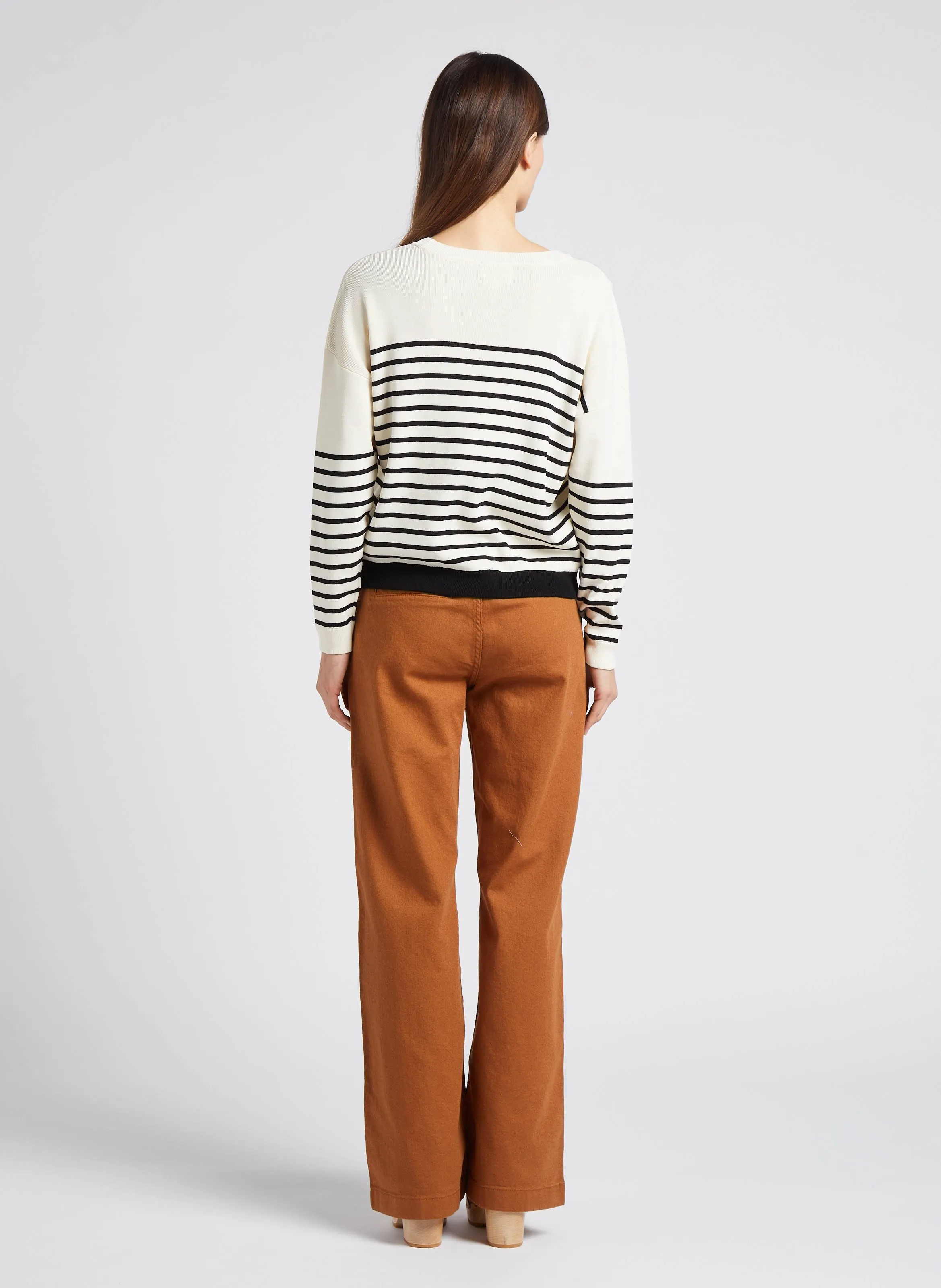 MAISON 123 MARLO  VAQUERO ANCHO DE ALGODóN DE TALLE ALTO EN BEIGE