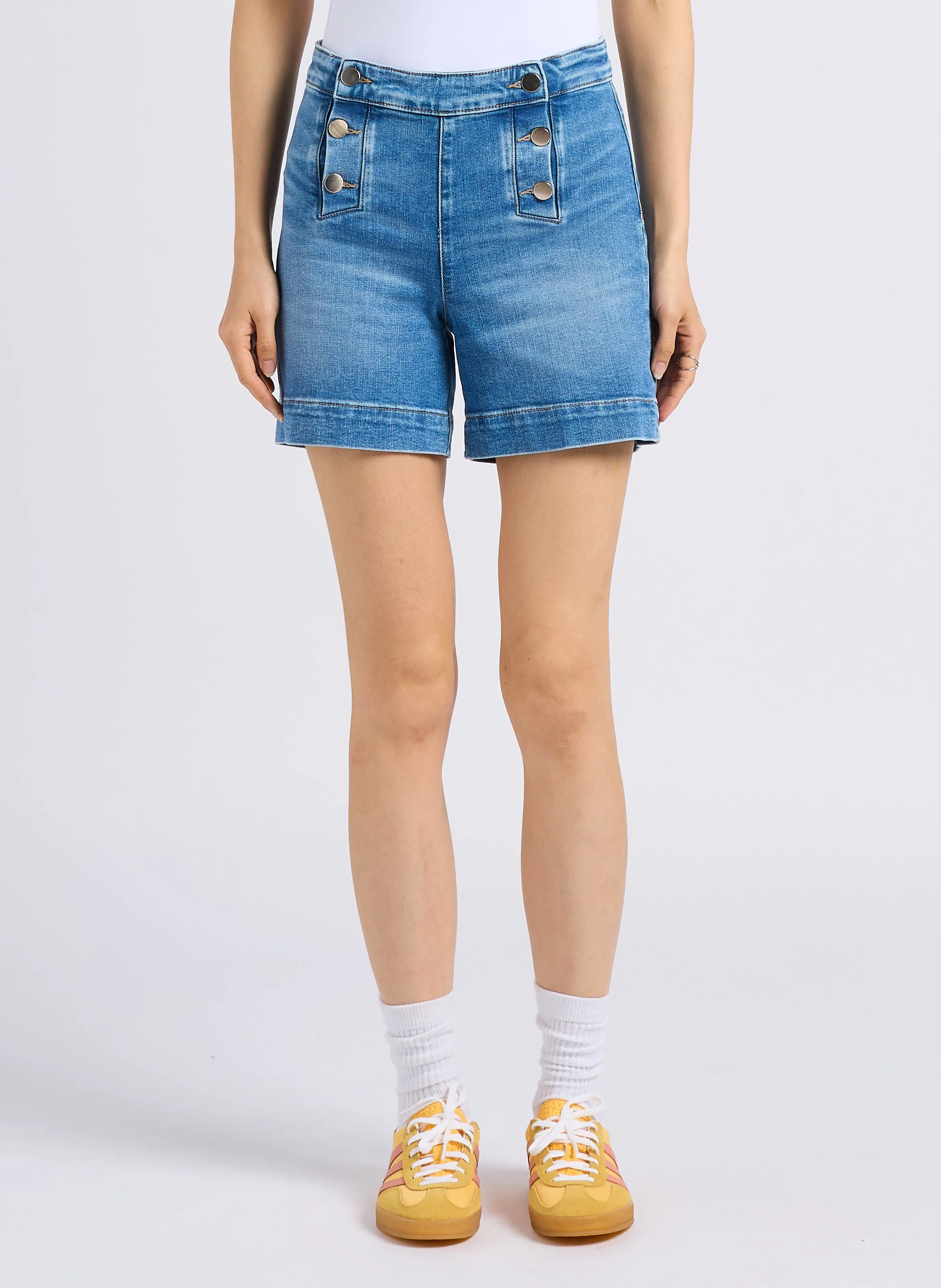 MAISON 123 MICKY  SHORT RECTO DE ALGODóN DE TALLE ALTO EN AZUL