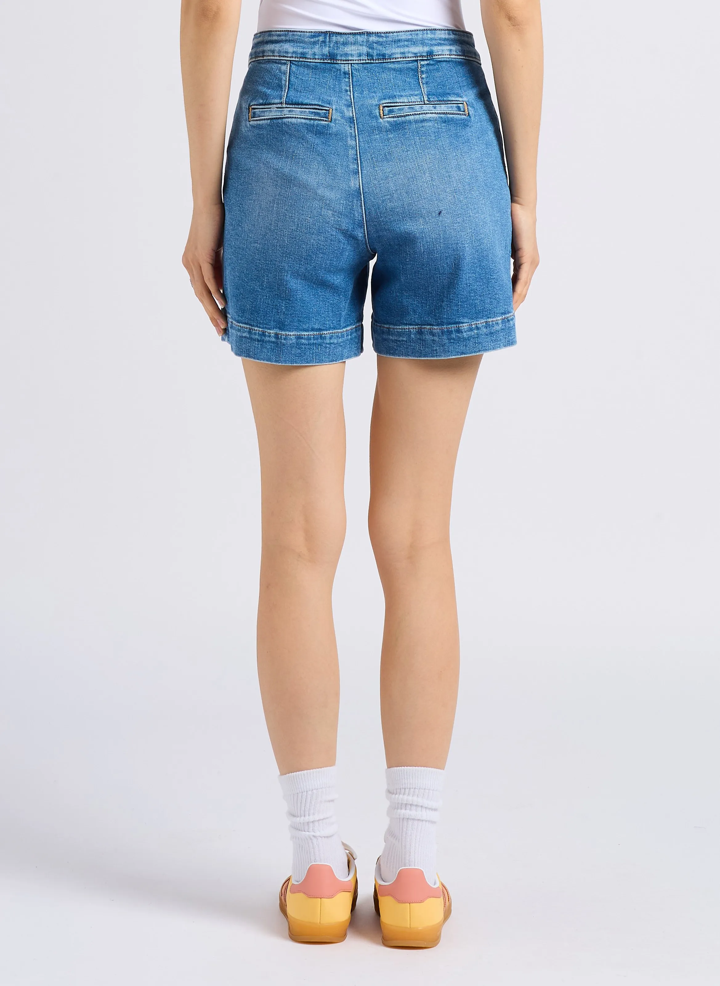 MAISON 123 MICKY  SHORT RECTO DE ALGODóN DE TALLE ALTO EN AZUL