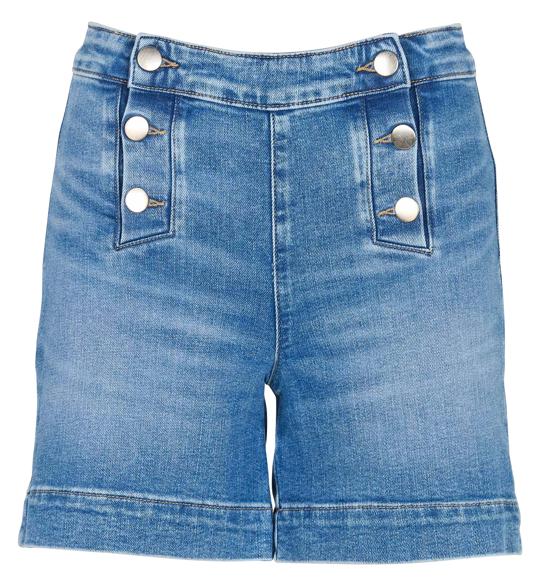 MAISON 123 MICKY  SHORT RECTO DE ALGODóN DE TALLE ALTO EN AZUL
