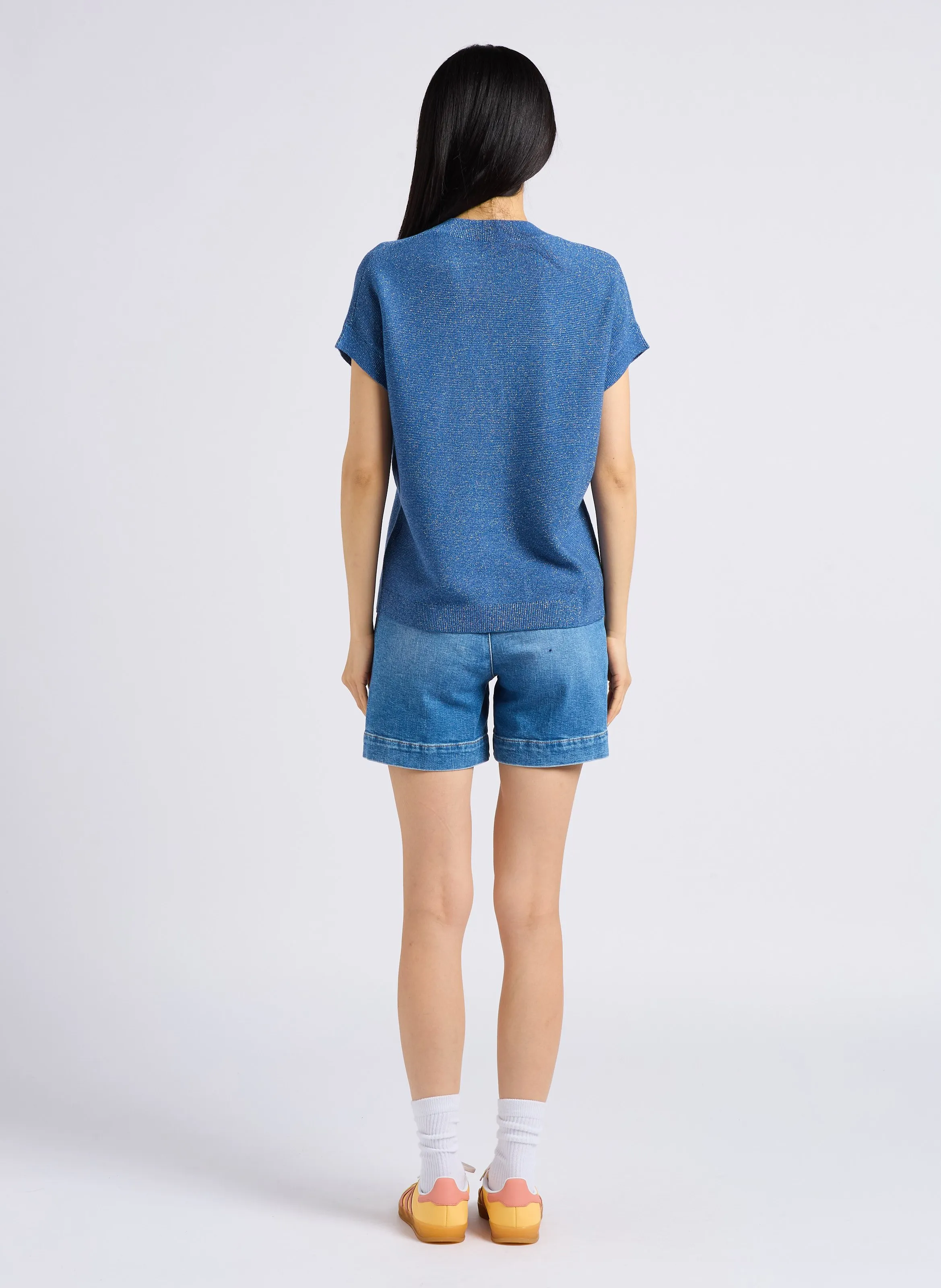 MAISON 123 MICKY  SHORT RECTO DE ALGODóN DE TALLE ALTO EN AZUL