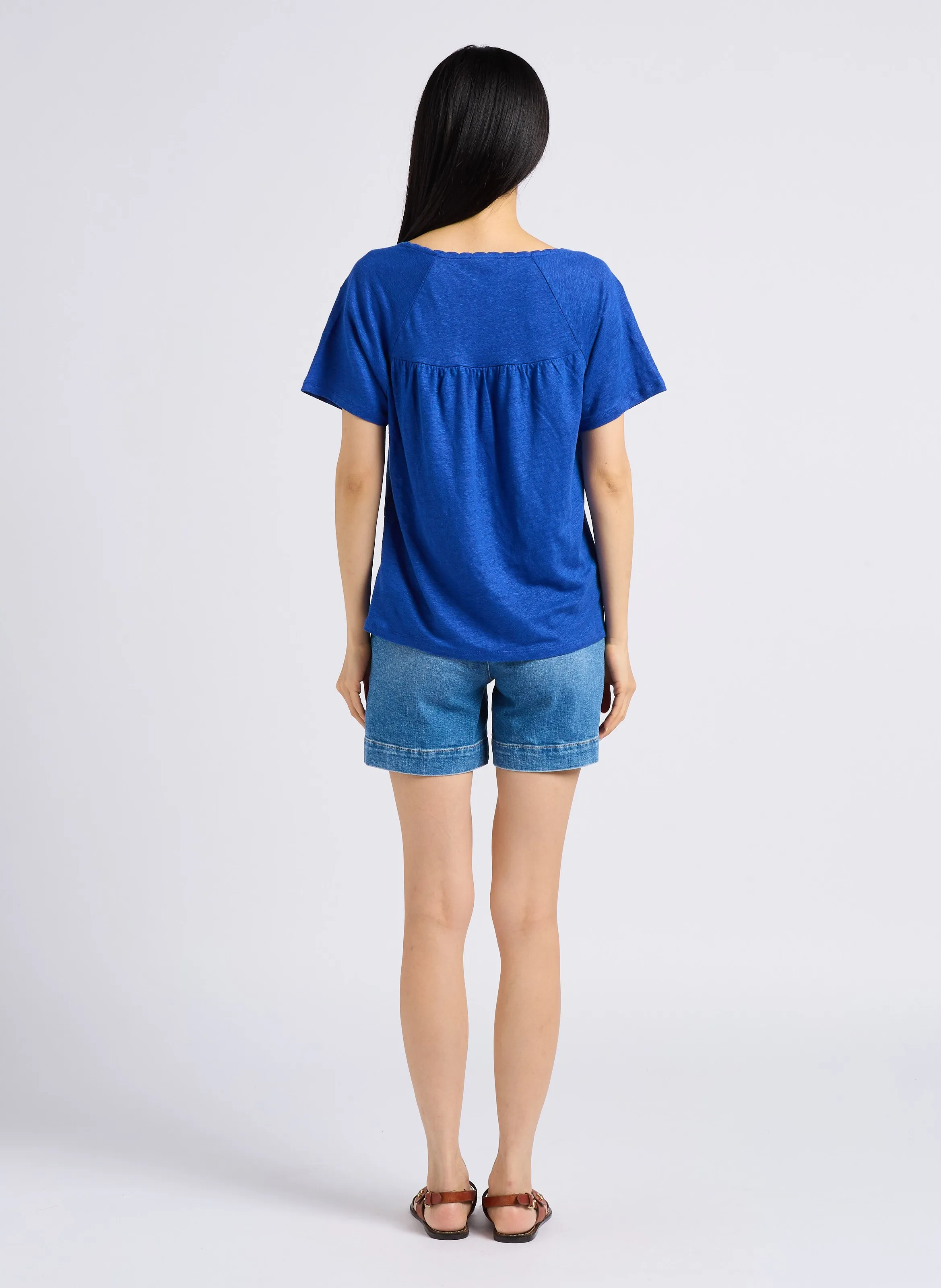 MAISON 123 MICKY  SHORT RECTO DE ALGODóN DE TALLE ALTO EN AZUL