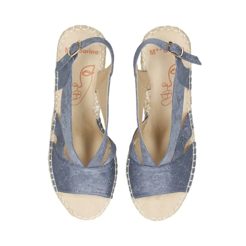 MANDARARINA 752 JEANS  ALPARGATAS DE PIEL CON CUñA