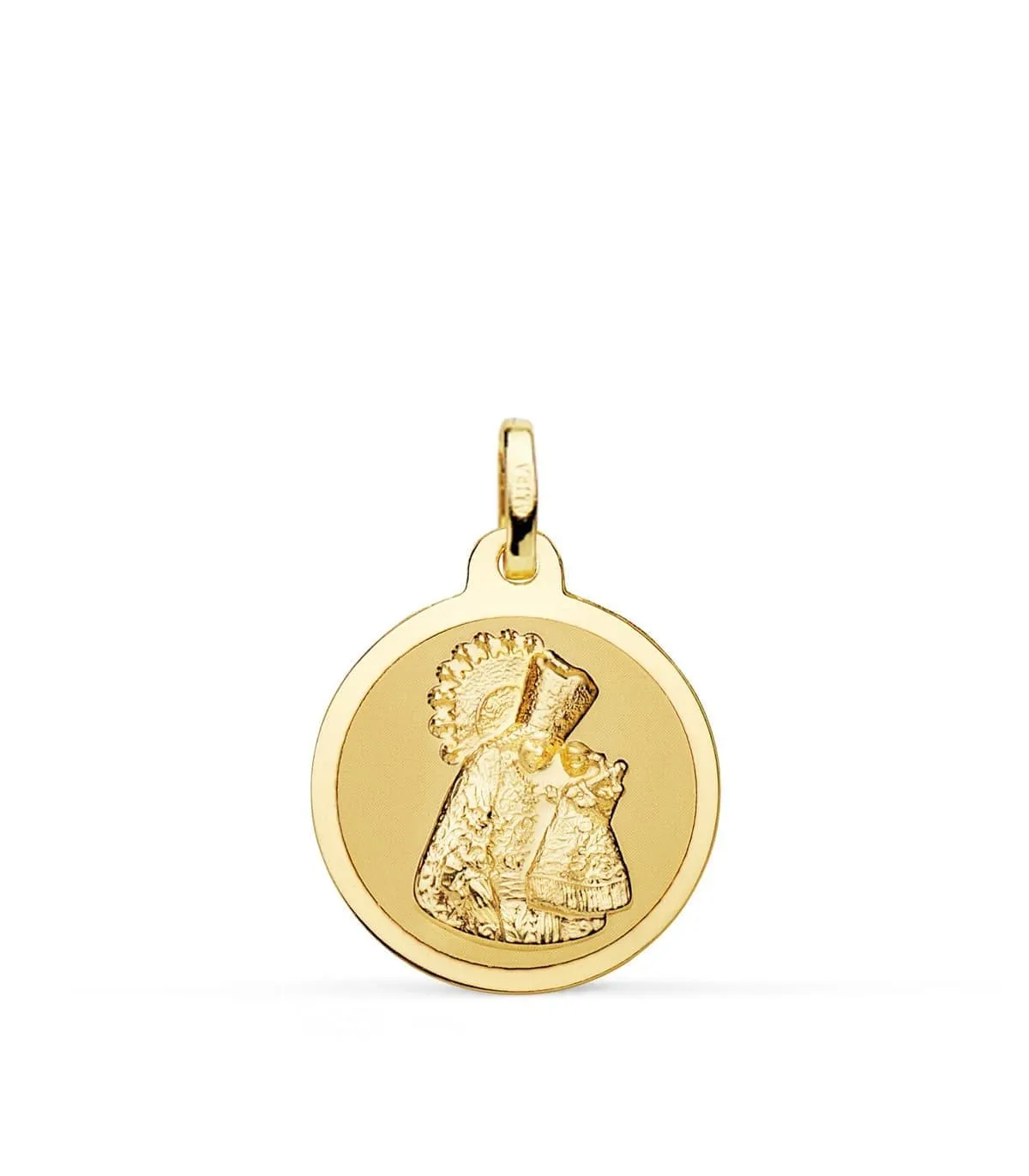 Medalla Virgen de los Desamparados Oro 18K 18mm Brillo
