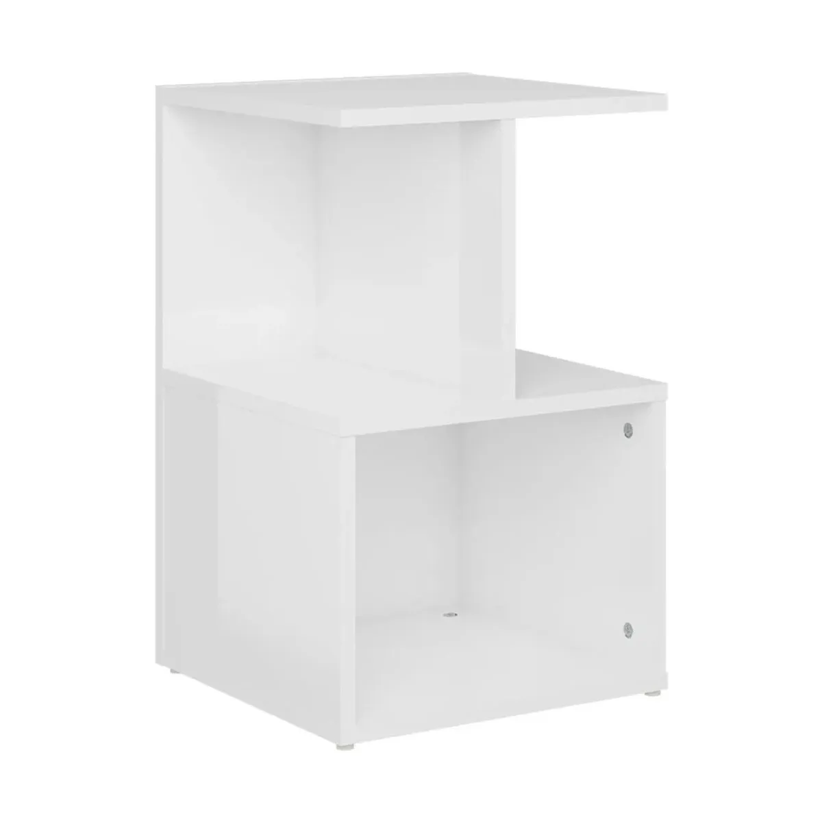 Mesita de noche madera contrachapada blanco brillo 35x35x55 cm