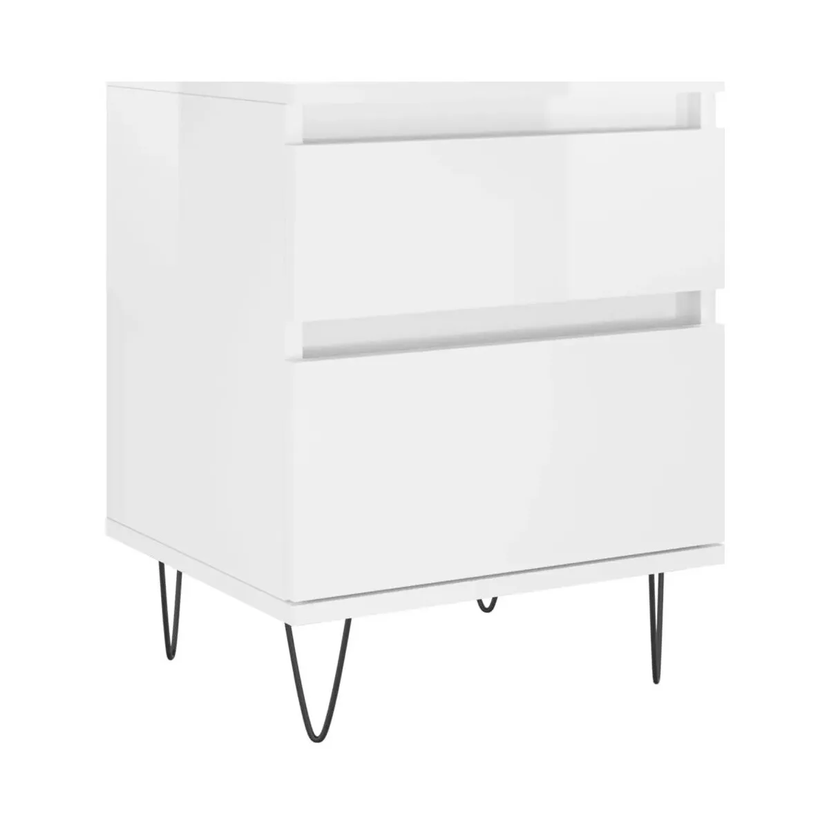 Mesita de noche madera contrachapada blanco brillo 40x35x50 cm