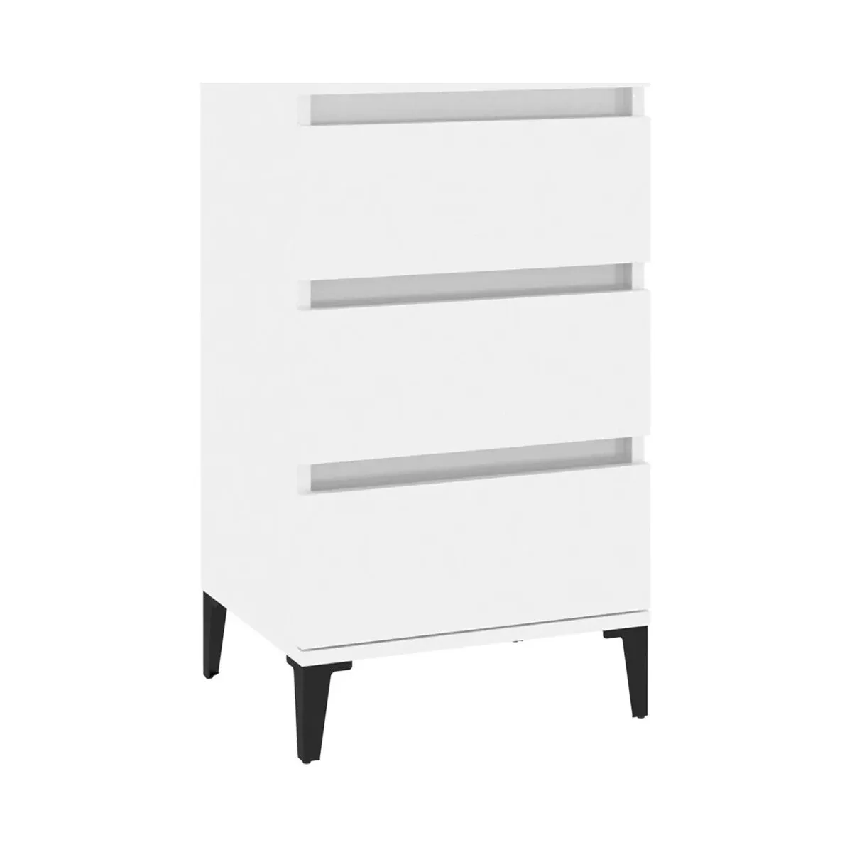Mesita de noche madera contrachapada blanco brillo 40x35x70 cm
