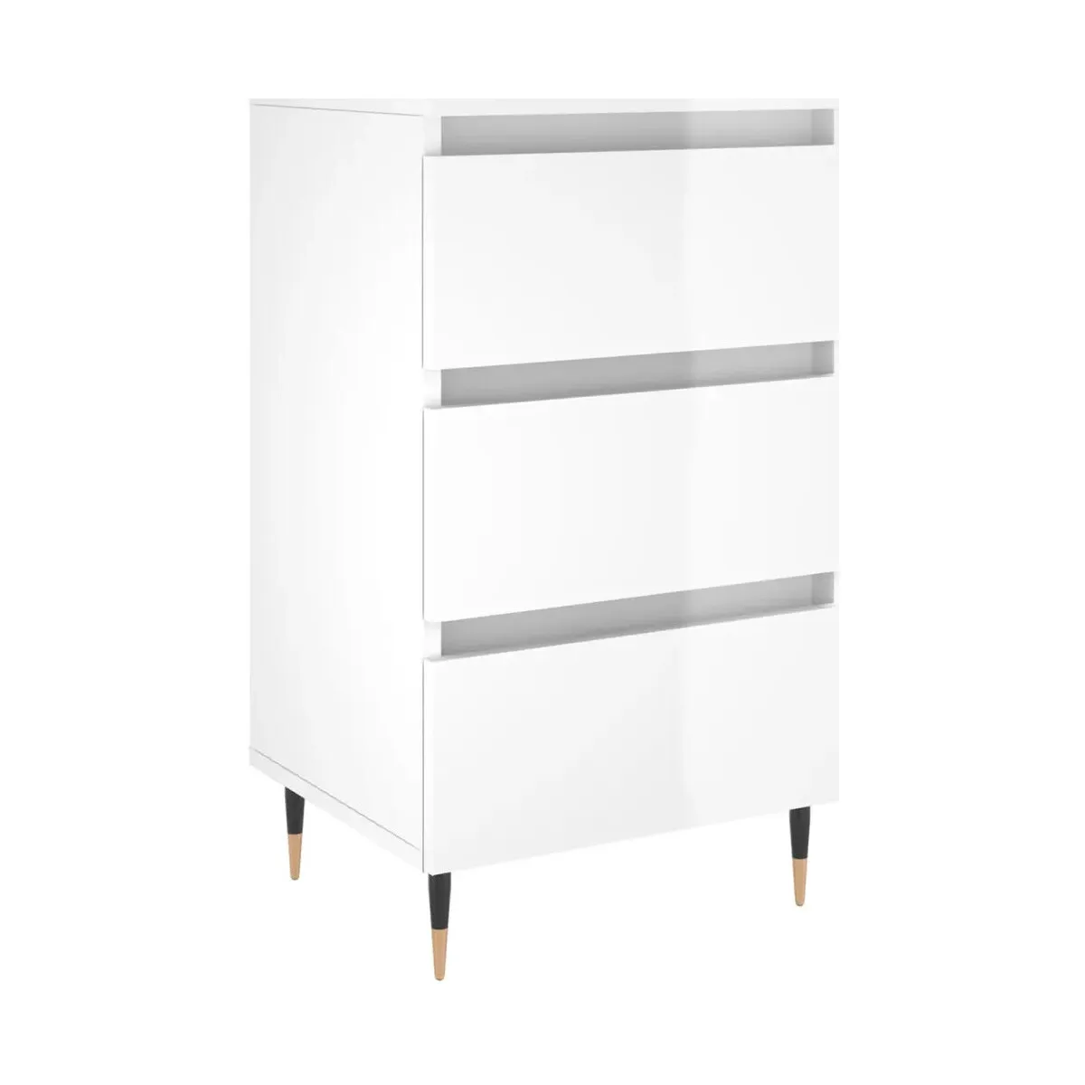 Mesita de noche madera de ingeniería blanco brillo 40x35x69 cm