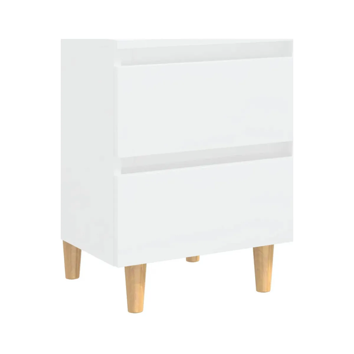 Mesita de noche patas madera pino blanco con brillo 40x35x50cm