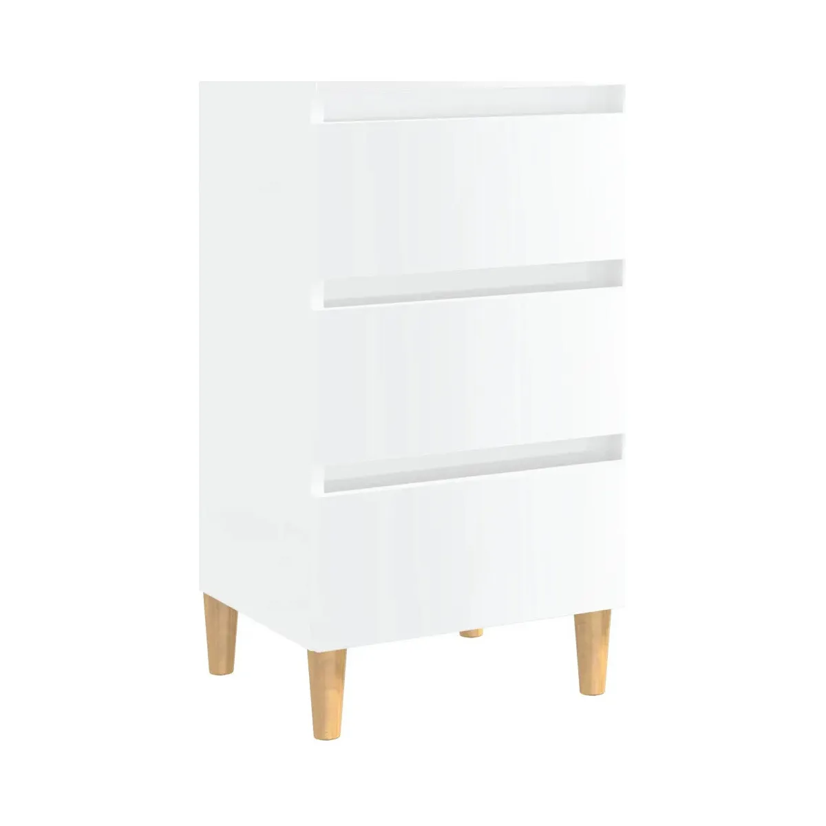 Mesita noche con patas madera maciza blanco brillo 40x35x69 cm
