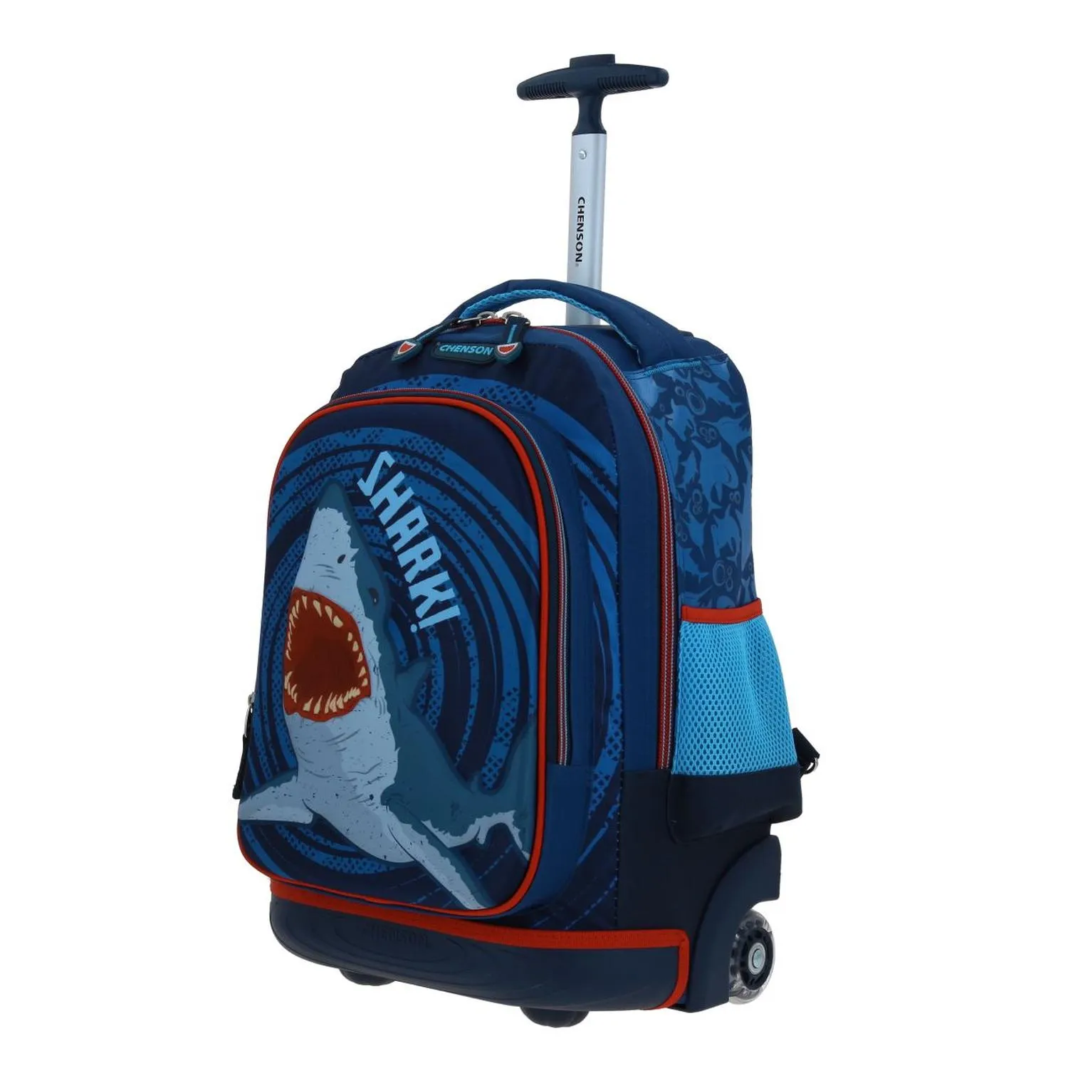 Mochila Con Ruedas Grande Azul Para Nio Chenson Sharky
