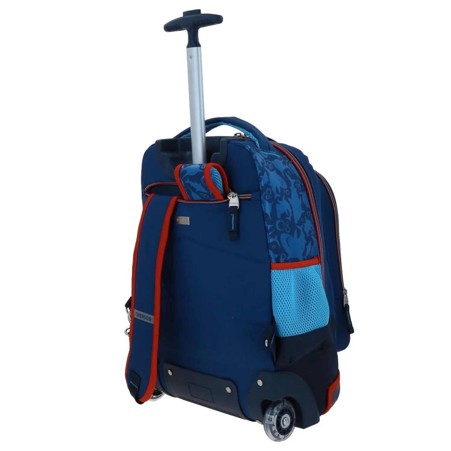 Mochila Con Ruedas Grande Azul Para Nio Chenson Sharky