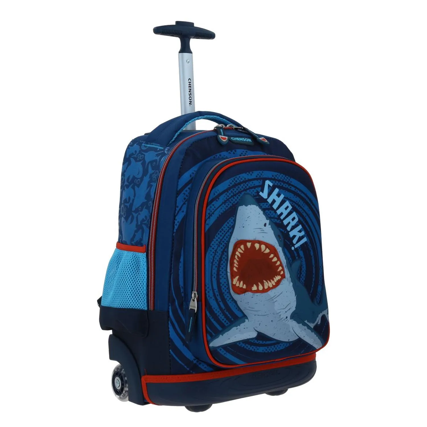 Mochila Con Ruedas Grande Azul Para Nio Chenson Sharky