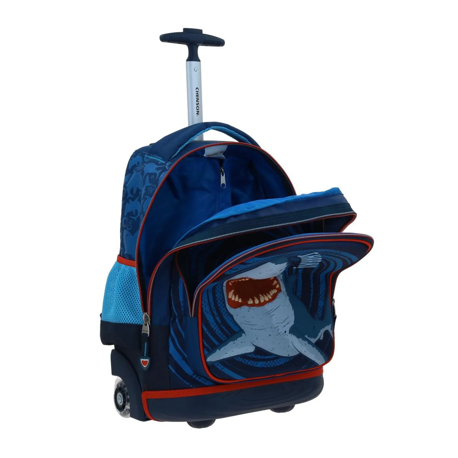 Mochila Con Ruedas Grande Azul Para Nio Chenson Sharky