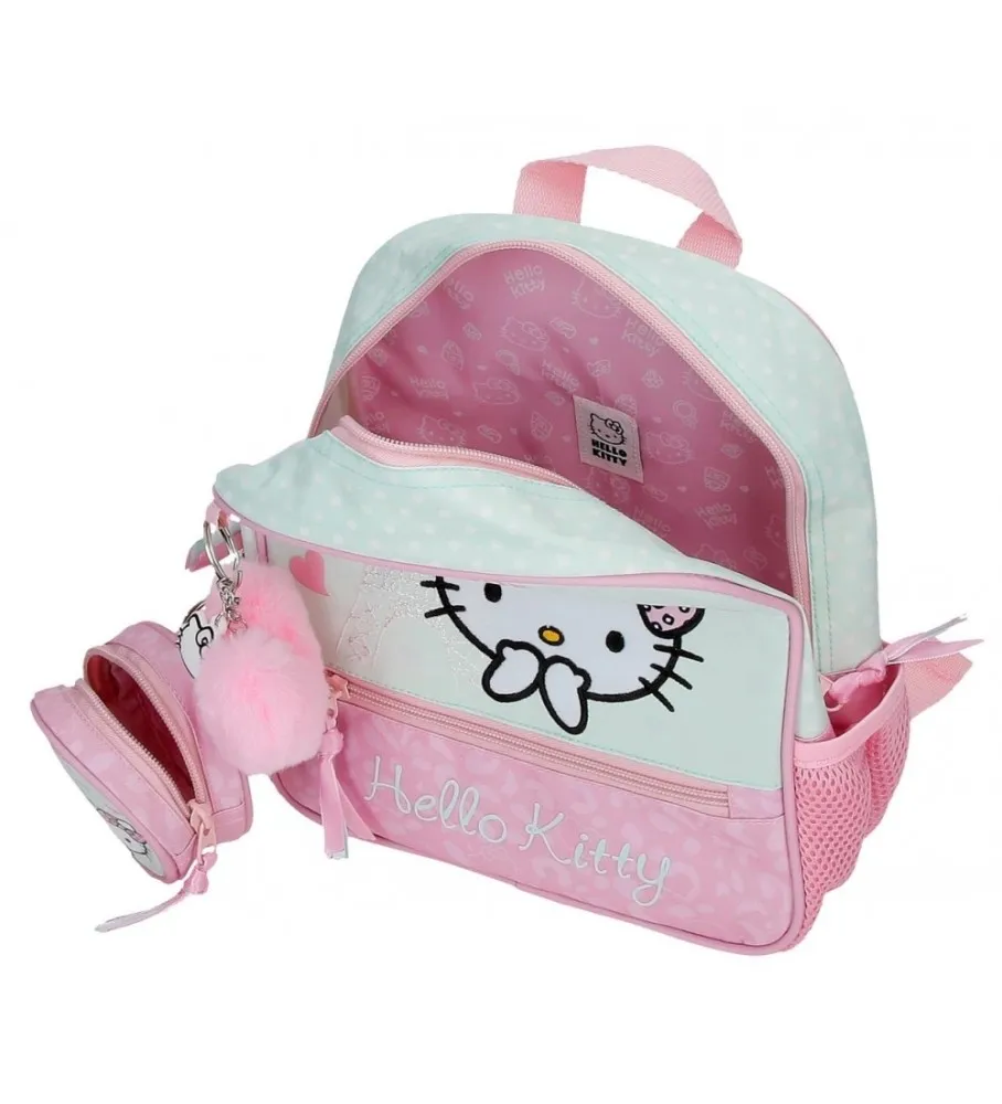 MOCHILA DE PASEO HELLO KITTY PARIS CON CARRO TURQUESA 23X25X10CM