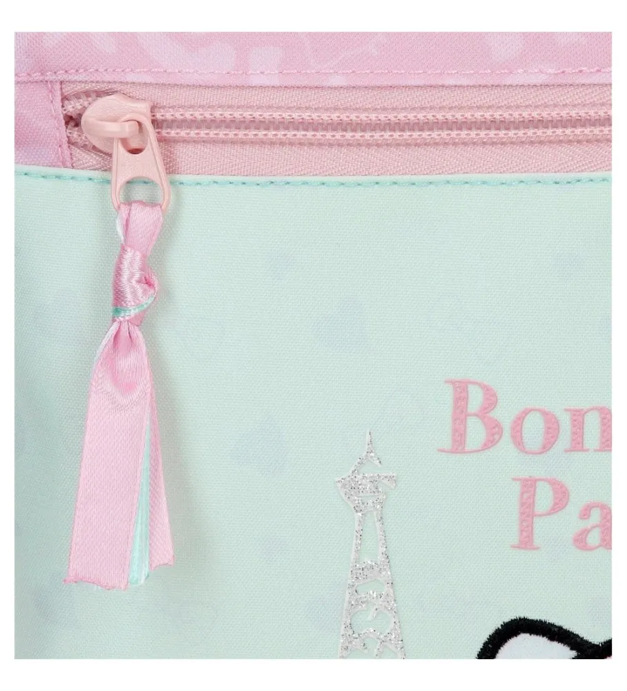MOCHILA DE PASEO HELLO KITTY PARIS CON CARRO TURQUESA 23X25X10CM