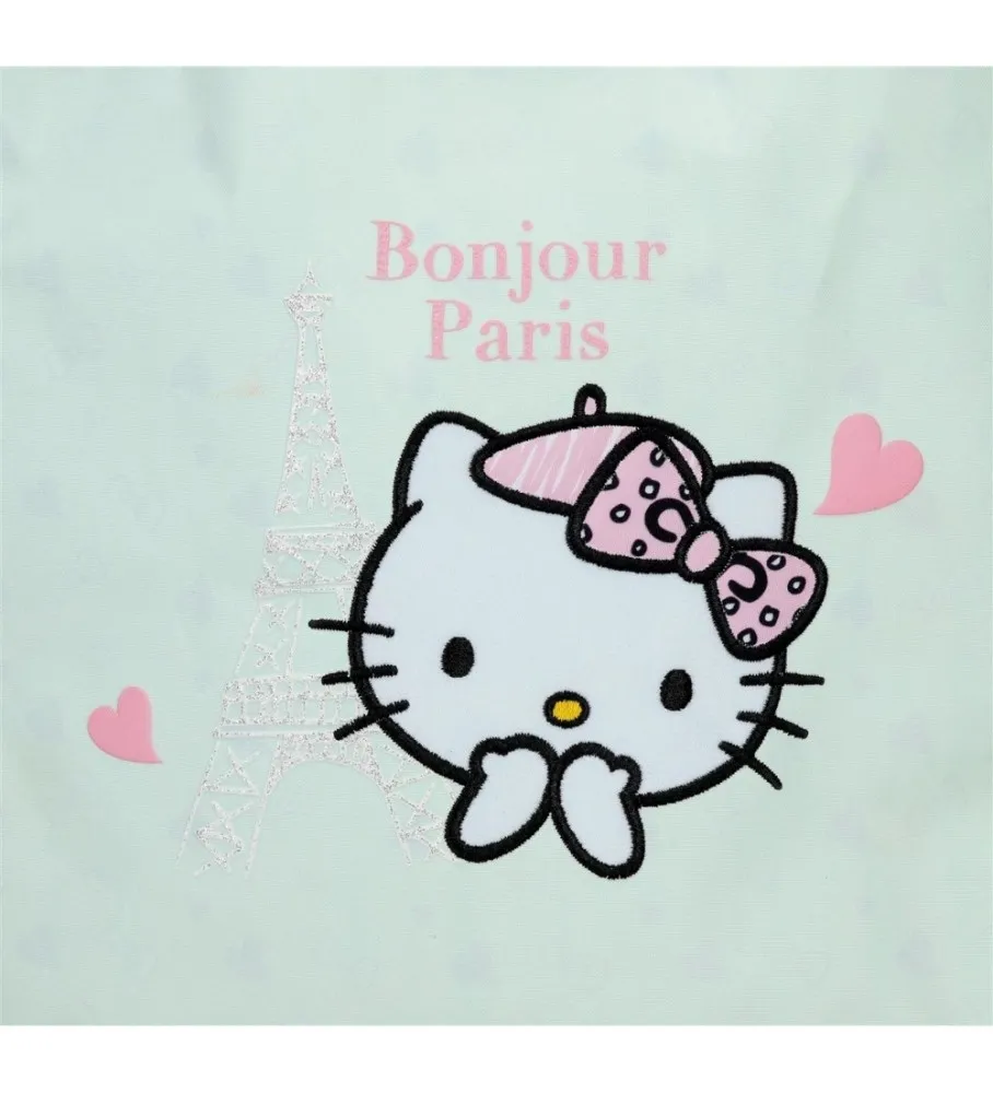 MOCHILA DE PASEO HELLO KITTY PARIS CON CARRO TURQUESA 23X25X10CM